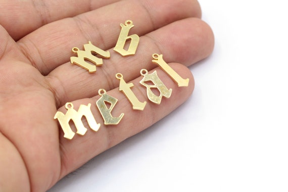 Shiny Gold Letter Charms Tiny Alphabet 