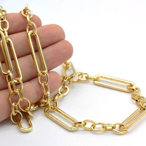 9x33mm 24 k Shiny Gold Plated rectangle chain , Bulk Chains - CHN352