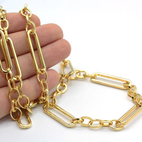 9x33mm 24 K Shiny Gold Plated Rectangle Chain Bulk Chains Etsy