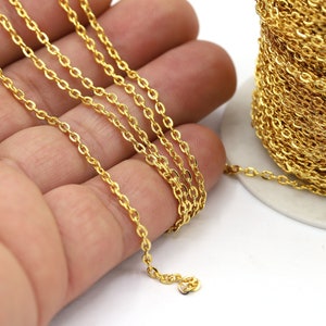 2x3mm 24 K Shiny Gold Plated Chains, Round Chains, Thin Necklace Chain, Necklace Chains, Jewelry Findings, Curb Chains - CHN558