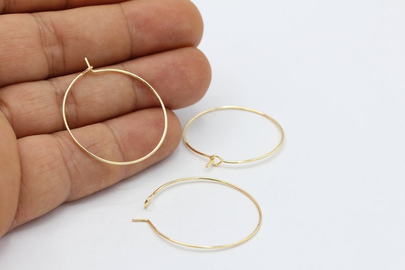 GLD416 Circle earrings 30mm Shiny Gold Plated Earring Hoops Ear Wires
