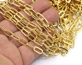 6x12mm 24 k Shiny Gold Plated Oval Chains , Box  Chains , Oval Rolo Chains , Bulk Chains - CHN190