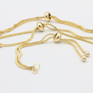 23cm ( 9,5inç )  24 k Gold Plated Half Finished Adjustable Bracelet , Chain Bracelet , Cube Chain Bracelet , Friendship Bracelet - GLD191
