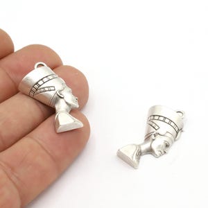 16x31mm Antique Silver Plated Pharaoh Charms, Antqiue Silver Plated Medallion, Medallion Charms, Medallion Pendant - TS855