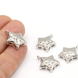17,5x22mm Rhodium Plated CZ Micro Pave Star Pendant, CZ Pave Star Charms, Cubic Zirconia Charms,Necklace Findings, CZ Star - RDM959