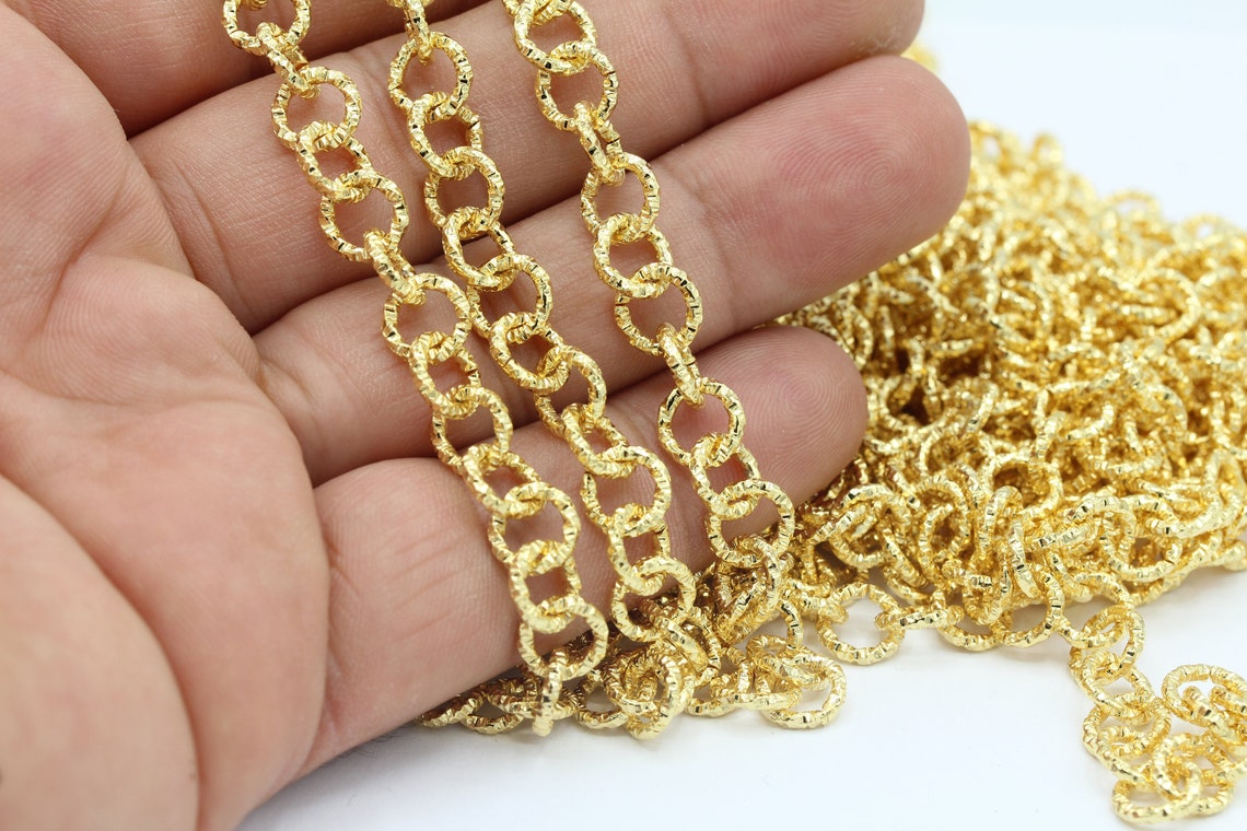 8mm 24 K Shiny Gold Plated Rolo Chains Round Linked Chains Etsy