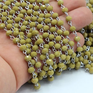 5,5mm Rhodium Plated Wire Wrapped Rosary Chains , Crystal Chains , Foot Chains , Beads Chain , Necklace Findings - CHN214