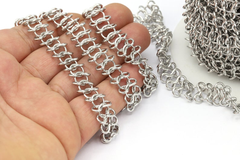 13mm Rhodium Plated Large Oval Rolo Linked Chains, Necklace Findings ...
