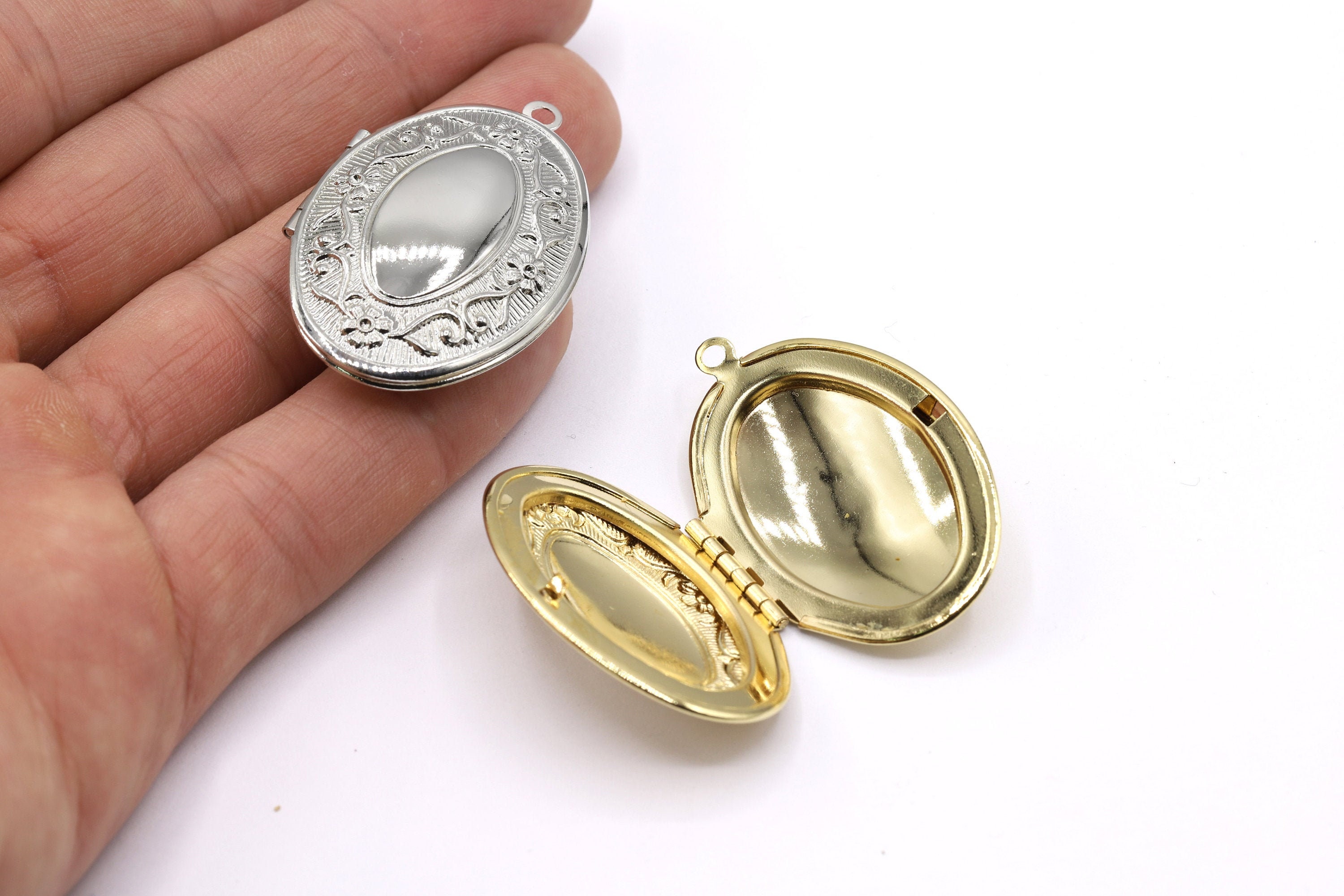 Shiny Gold Plated Oval Locket Charms