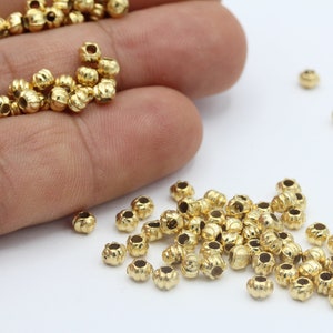5 mm 24 k Shiny  Gold Plated Round Beads , Spacer Beads , Necklace And Bracelet Findings - GLD-994