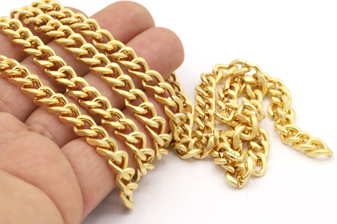 7x10 Mm 24 K Mat Gold Plated Chain , Mat Gold Plated Handmade Chain ...
