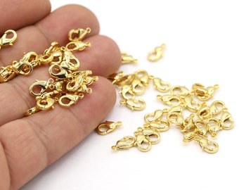 Cierre de langosta chapado en oro brillante de 24 quilates de 9 mm, langosta, cierres, cierres chapados en oro, langosta chapada en oro, fabricación de joyas, cierre - GLD2218