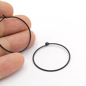 30mm black plated Brass Earring Hoops , Circle earrings - TS-148