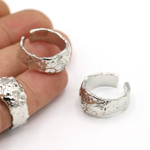 Inner Size 17mm Rhodium Ring Settings, Adjustable Rings, Hammared Rings, Rhodium Plated Handmade Rings, Rhodium Plated Ring - RDM931