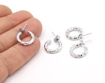 15,5x24mm Rhodium Plated Earring, Earring Findings, Hoop Earrings, Rhodium Plated Earring, Stud Earring - RDM948