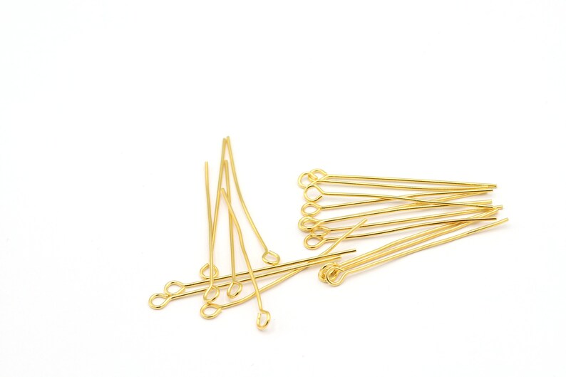 40mm 24 K Shiny Gold Plated Ball Head Pin, Gold Ball Needle, Eye Pin, Pin Charms, Needle Charms, Needle, Gold Plated Needle, Pin GLD2072 image 2
