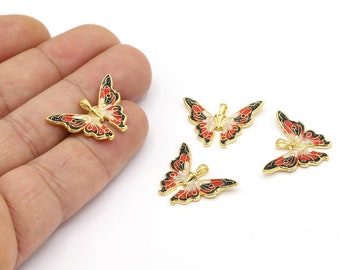 Pendenti Pendente Farfalla A Lastra Da Donna In Oro 18 Carati Misura O Forma: 3° 2,7g - Foto 8