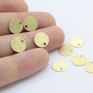 10mm Raw Brass Textured Round Stamping Blanks,  Round Disc Charms - RAW-427