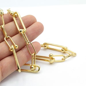 9x33mm 24 k Shiny Gold Plated  chain , Bulk Chains - CHN349