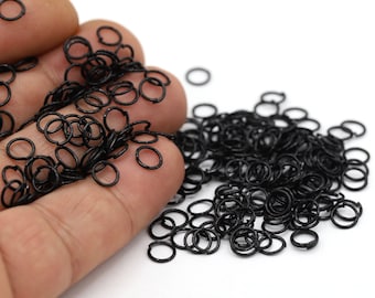 0,8x6mm Black Plated Jump Rings, Jump Ring, Black Plated, Necklace Findings, Jewelry Making, Jewelry Supplies, Ring Findings - TS755