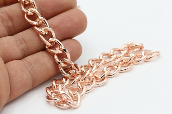 10x13mm 8'' (inch) 20cm Rose Gold Plated Chunky Curb Chains ,Rose Gold  Plated Iron Curb Chains Unsoldered Chain ,- TS618