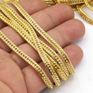 4mm 24 k Shiny Gold Plated Snake Chains , Foxtail Chains, Snake Chain, Snake - CHN227