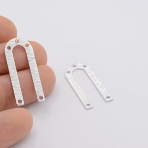 13x30 Rhodium überzogener geometrischer Charme, strukturierte Rohlinge, U-förmige Anhänger, mit 5 Loch, Zubehör - RDM-595