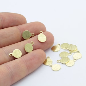 8mm Raw brass Textured Round Stamping Blanks,  Round Disc Charms - RAW-429