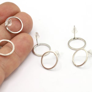 14mm Rhodium Plated Round Earring, Circle Earrings, Earring Findings, Rhodium Plated Closed Earrings, Rhodium Earrings - RDM862