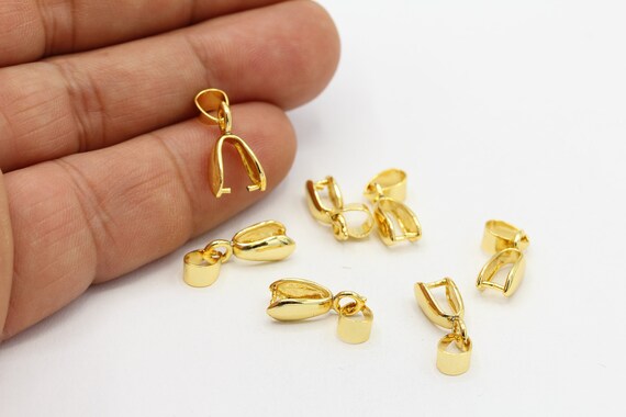 thumbnail image 2 of 100pcs 20x7mm Gold Plated Pendant Pinch Bails – Jewelry Making Findings Wholesale 2 of 6