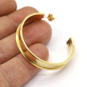 8x100mm 24 K Shiny Gold Plated Cuff Earring, Earring Bangle, Cuff Channel Earring, Earring Findings, Earring Charms, Cuff Earring - GLD2203