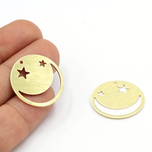 25mm Raw Brass moon and star Charms - RAW459
