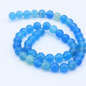 8mm Grade AA  Blue Agate Beads , Rated Genuine  Blue Agate Beads - BK60