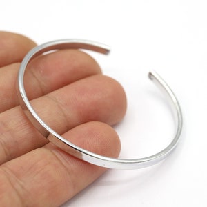 3,5x60mm Rhodium Plated Hammared Bangle, Cuff Bangle , Hammared Cuff Bracelet, Bracelet Findings, Rhodium Plated Bracelet - RDM887