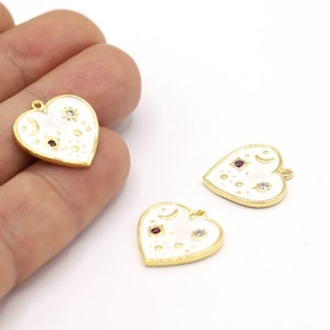 19,5x20mm 24 K Shiny Gold Plated Heart Pendants , Gold Plated Heart Charms, Necklace Findings, Jewelry Making, Heart Charms - GLD2275