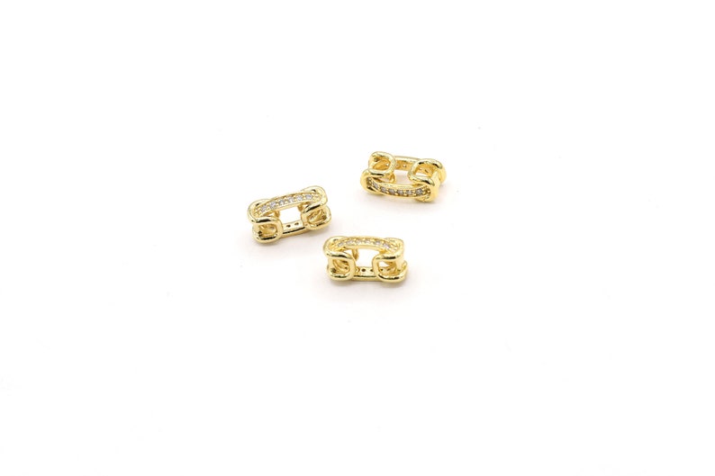 Bracelet Findings GLD339 8x13mm 24kShiny GoldPlated CZ Micro Pave Round Bracelet Charms,CZ Pave Round Charms,Cubic Zirconia Round Charms
