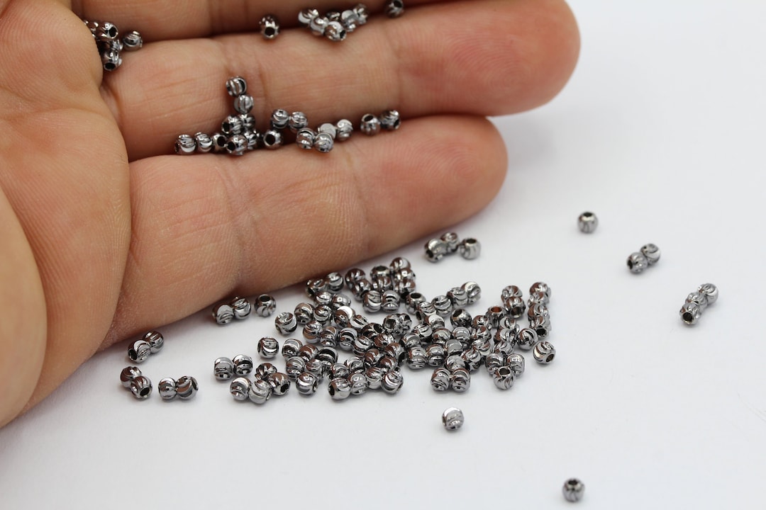 3mm Gunmetal Plated Laser Cut Beads , Faceted Beads, Spacer Beads TS494
