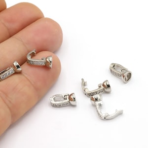 6x12mm Rhodium Plated Zirconia Pendant Bail, Rhodium Plated Bail, Pendant Charms, Charm Findings, Necklace Findings, Bail - RDM988