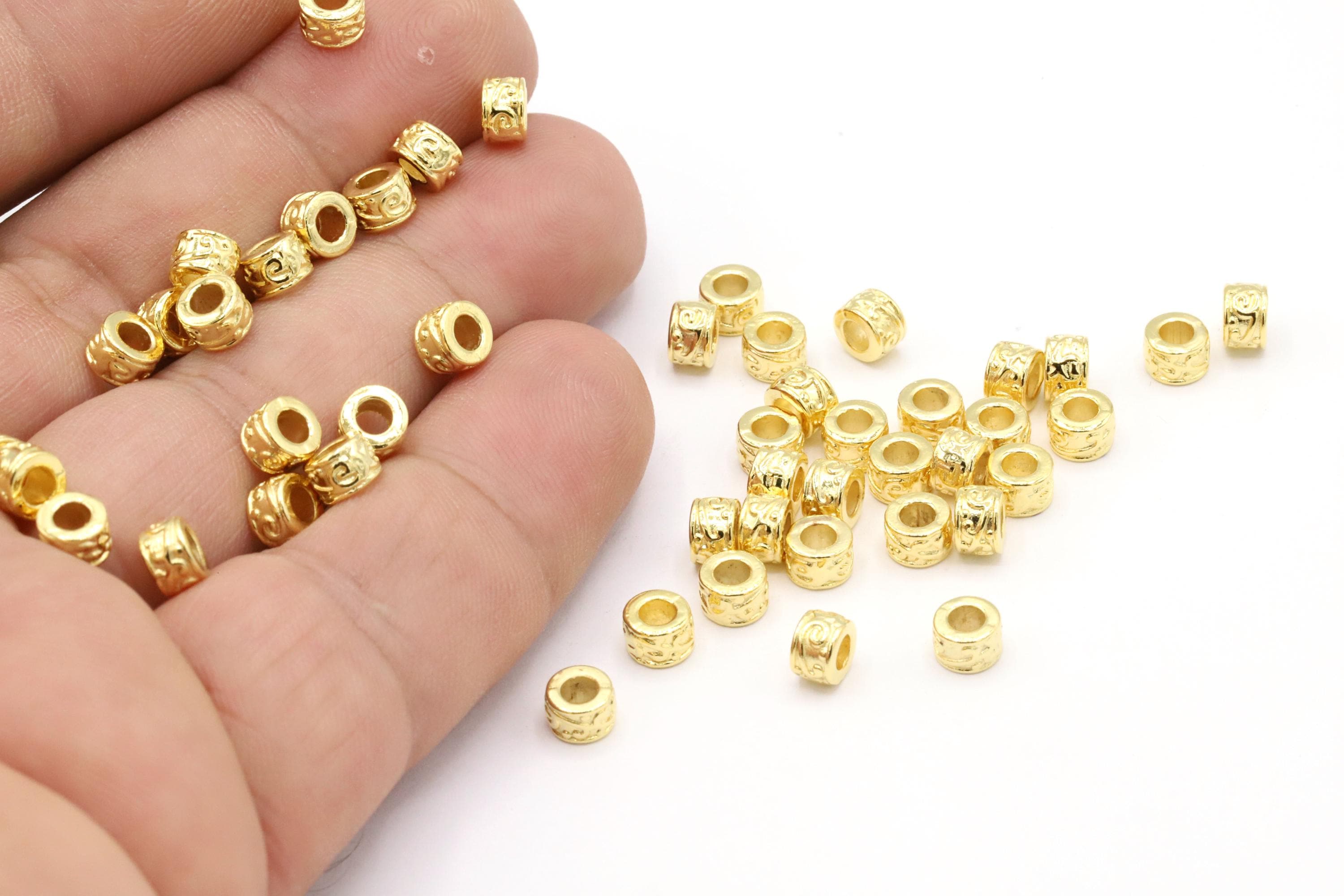 3,5x5,5mm 24 K Shiny Gold Plated Spacer Beads, Gold Plated Spacer Cylinder, Spacer Beads, Gold Plated Beads, Spacer Findings, Spacer - GLD80