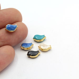 6 x 10 mm 24 k Pingentes de pássaros banhados a ouro brilhante, pingentes de pássaros, pingentes de animais, achados de colar - GLD1355