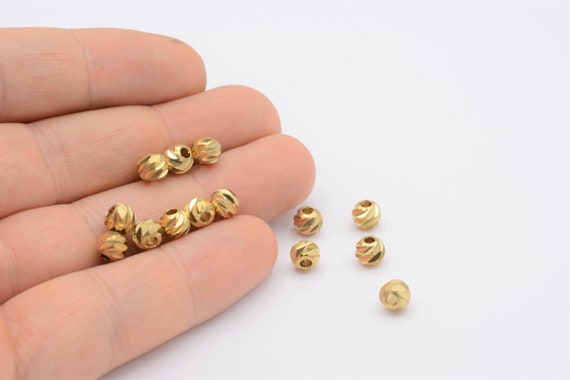 Metal Beads Brass Faceted Spacer Beads Large Hole Beads for Jewelry Making  Beading in Gold Color-100 Pieces size: 5x5 MM 