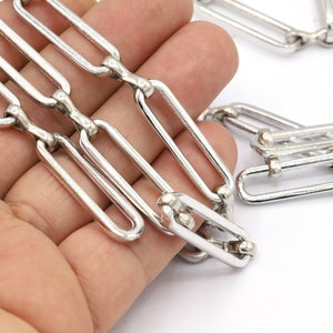 9x33mm Rhodium Plated Chain, Bulk Chains, Handmade Chain, Necklace Chains, Necklace Findings, Bracelet Findings, Bracelet - CHN529