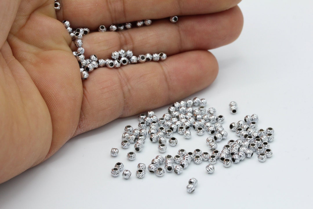 3mm Rhodium Plated Laser Cut Beads Rhodium Plated Laser Ball Etsy