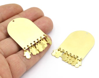 Colgante de latón en bruto de 28 x 35 mm, con múltiples agujeros, pendiente de latón en bruto, colgantes de collar de latón en bruto, componentes para pendientes, pendiente de mano, colgante de mano - RAW548-3