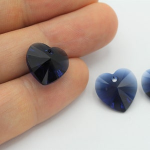 14 mm Serce Szlif Cyrkon Sześcienny, Granatowe Serce Cyrkonowe, Kryształy Swarovskiego, TS-665