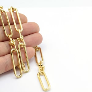 9x33mm 24 k Shiny Gold Plated  chain , Bulk Chains - CHN343