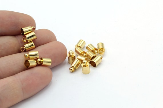 5x9mm Inner 5mm 24 k Shiny Gold Plated Bead Caps , Cord End , Cord Tip , Solid End Cap, Tassel Cap, Gold Plated Findings - GLD496