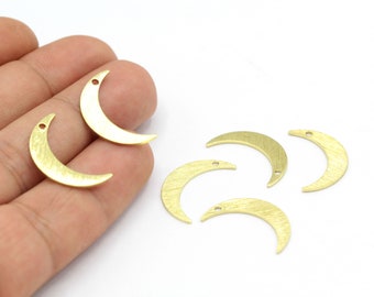 Colgante de media luna de latón en bruto de 13 x 22 mm, - RAW462