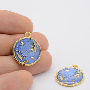 20x24mm 24 k Shiny Gold Plated  space Pendants , Medallion Pendants , Enamel Pendants , Necklace Findings - GLD-1031
