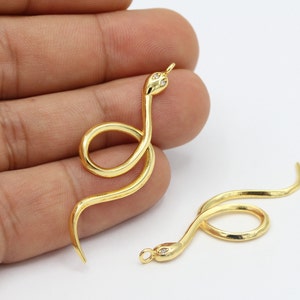 24 k Shiny Gold Plated Snake Charm zirconia 17x51mm- GLD908